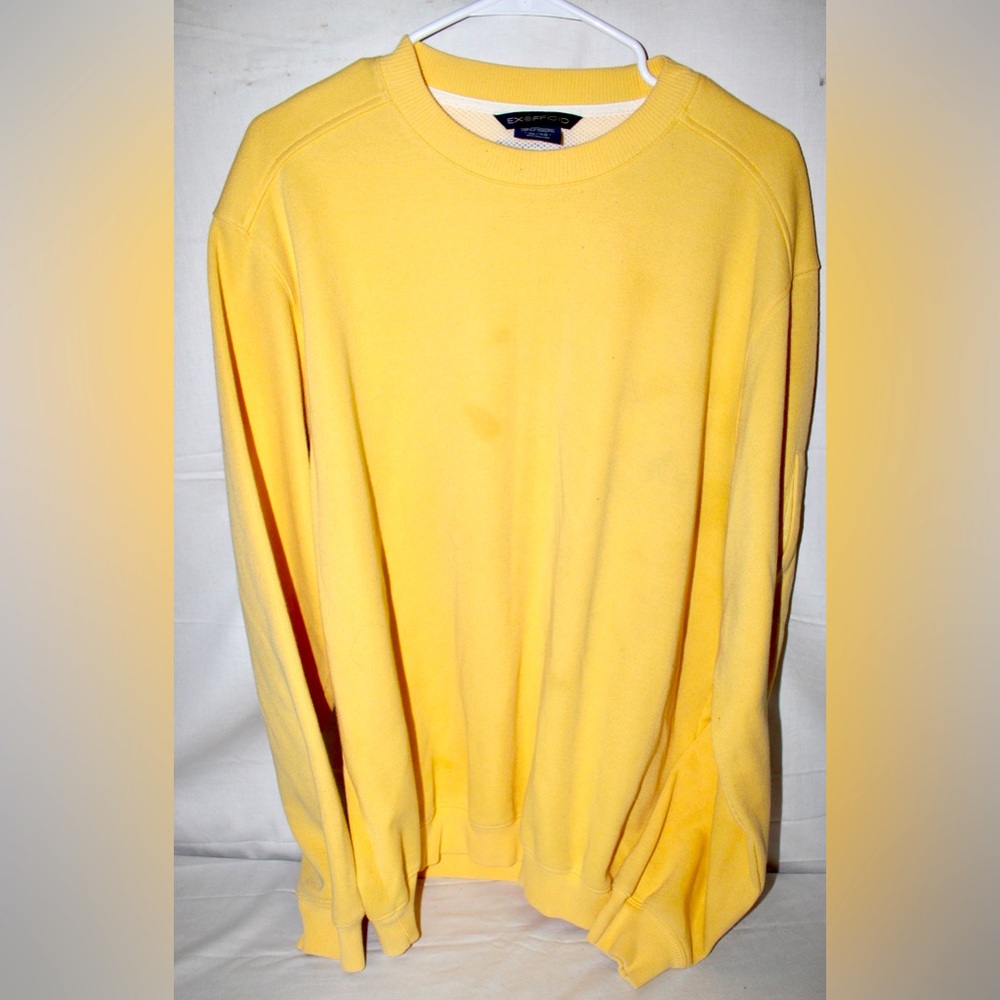 Exofficio Crew Fit Yellow Long Sleeve Sweatshirt Sleeve Pockets Size XL Men’s